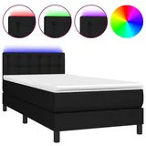 vidaXL Boxspringbett mit Matratze & LED Schwarz 100x200 cm Stoff