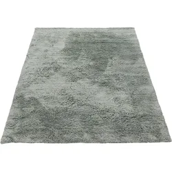 Hochflor-Teppich CARPETFINE "Silky", grün, B:160cm H:20mm L:230cm, Mikropolyester, Teppiche, Shaggy, Langflor, uni, besonders weich, handarbeit