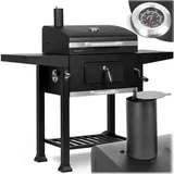 Holzkohlegrill Grillwagen Komfortgrill Grill Smoker Grillfläche BBQ Schwarz XXL