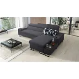 kaiser möbel s, modernes Ecksofa MELODY I MINI mit Usb und Regal Sawana Graphit Rechts