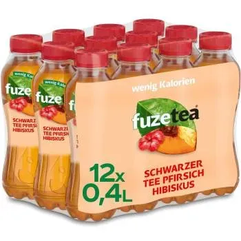 Fuze Tea Schwarzer Tee Pfirsich Hibiskus 12x 400ml MHD 30-04-2026