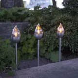 Star Trading LED Solar Fackel Olympus 3er Set silber