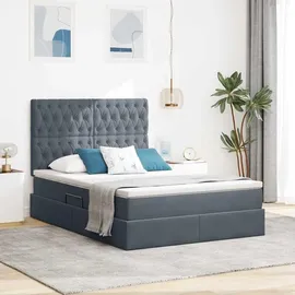 vidaXL Bett mit Stauraum und LED mit LED Dunkelgrau 140 x 190 cm Samt