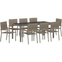 vidaXL Garten Essgruppe 9-tlg. Grau