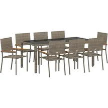 vidaXL Garten Essgruppe 9-tlg. Grau
