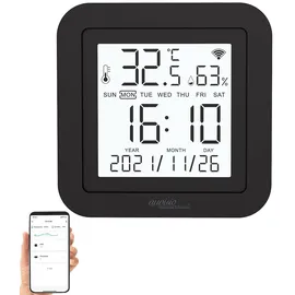 Luminea Home Control Lernfähige IR-Fernbedienung, Temperatur/Luftfeuchte, Display und App