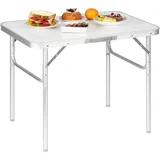 Woltu Campingtisch Klapptisch für Balkon Beistelltisch Balkontisch Reisetisch,75,5x55x25,5/59cm, Tischplatte aus mdf, Weiß
