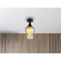 meineWunschleuchte Kleine LED Deckenleuchte für Wohnzimmer Lampenschirm Glas, Ø15cm