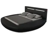 SalesFever Rundbett, LED 140 x 200 cm - Kunstleder-Optik Schwarz - 315804