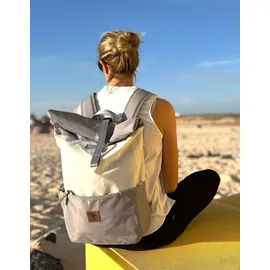 360° Taschen Lotse Wickelrucksack Segeltuch weiß, Gurt grau