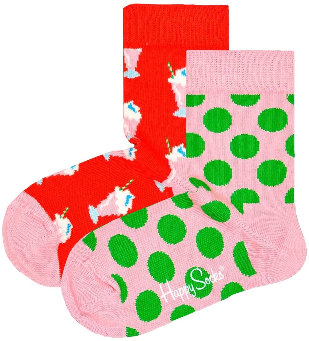 Happy Socks Kinder Socken unisex, 2er Pack - Crew Socks, Bio-Baumwolle, Farbmix Milkshake 28-31