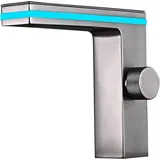 Sjqka - Badezimmer-Wasserhahn, LED-Digitalanzeige, Waschbecken-Mischbatterie, Messing, Badezimmer-Waschbecken-Wasserhahn, Badezimmer-Mischbatterie