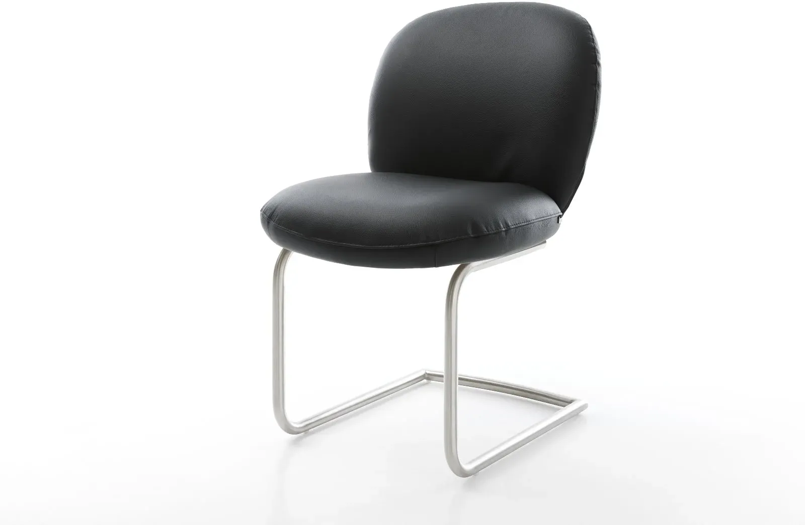 DELIFE Cantilever Nube-Flex cuir de vache noir pied cantilever rond acier inoxydable ressorts ensachés, Chaises de salle à manger