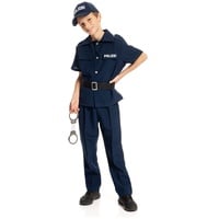 Kostümplanet Polizei-Kostüm Kinder Kostüm Polizist Uniform + Polizei Cap und Handschellen (Lieferumfang Deluxe, 164)