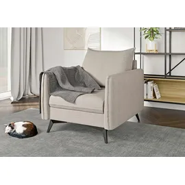s-style möbel Sessel Azalea Luxusmikrofaser 70 x 70 x 70 cm Beige mit Wellenfederung