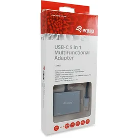 Equip 133483 USB-C 5-in-1 Multifunktionsadapter, HDMI, VGA (HD15), 100W USB PD, USB3.0, AUX