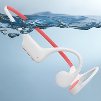 ESSONIO wasserdichte kopfhörer Schwimmen IPX8 Bone Conduction Kopfhörer mit 16GB mp3 Waterproof Knochenschall Kopfhörer 10 Stunden Nutzungsdauer zum Tauchen Laufen Sowie Radfahren(Weiß-Rot)