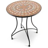 MACOShopde by MACO Möbel Raburg Mosaiktisch, 60 cm Ø, runder Gartentisch mit Mosaikmuster, Balkon- und Terrassentisch, mediterranes Flair, liebevolle Handarbeit, Mayla, Orange-Beige-Grau