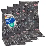 NYVI Gartenstuhl Auflagen Hochlehner 4er Set Barcelona - UV-Beständig, Atmungsaktiv, Strapazierfähig - Hochlehnerauflagen Sitzkissen Outdoor - Sitzauflagen für Gartenstühle 118x50cm Vintage Flower