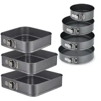 Relaxdays Springform Set 7-teilig, rund & quadratisch, 18-28 cm,