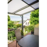 Gutta Terrassendach Premium 1014 x 406 cm anthrazit/polycarbonat weiß gestreift