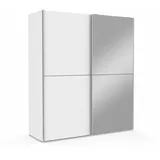 Möbel-Eins Schiebetürenschrank Schrank mit Spiegel WALUNA Dekorspanplatte Weiß Weiss
