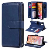 Handyhülle für iPhone 15 Hülle Leder, Handy iPhone 15 Handy Hüllen, Leder Flip Etui Handytasche Schutzhülle für iPhone 15 with Klapphülle Standfunktion Case Blau