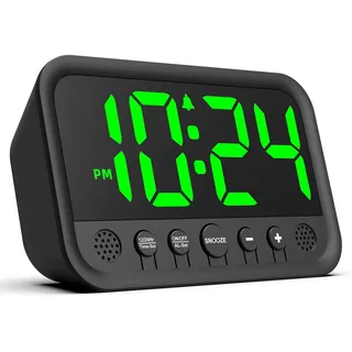 azyh Digitaler Wecker mit Großer LED-Anzeige für das Schlafzimmer, lauter Wecker für Schwere Schläfer, Plug-In Elektrische Tischuhr mit Einstellbarer Lautstärke, Helligkeit, Snooze, 12/24HR