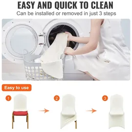 Vevor Stuhlhussen für Klappstühle aus Elastischem Spandex, Universell Passender Stuhlbezug, Abnehmbare & Waschbare Schonbezüge, für Hochzeiten, Partys, Feiern, Essen (100 Stück, Elfenbeinbeige)