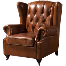 JV moebel Ohrensessel Chesterfield 95 x 102 x 87 cm Braun