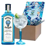 Bombay Sapphire Gin-Geschenkset, 40% Vol., 70 cl/700 ml, mit Bombay Sapphire Premium Distilled London Dry, ideal als Geburtstagsgeschenk, und Ballon-Glas