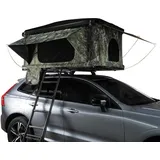 Hartschalen Autodachzelt Dachzelt Box für 2-3 Personen Camouflage ABS 3-15 Sek. Pop-Up 3000mm Wasserdicht Auto PKW Outdoor Camping Leiter 5,5cm Matratze Stiefeltaschen GRATIS Netz & Solar Taschenlampe