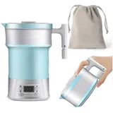 SURFOU Reise-Wasserkocher Wasserkocher Camping Klein Faltbarer Reise Mobiler, 800ml Kleiner Heißwasserkessel für Camping Reisen Wandern Outdoor blau