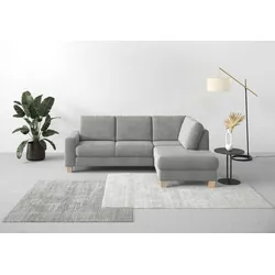 Ecksofa HOME AFFAIRE "Summer L-Form", silber, B:236cm H:91cm T:170cm, 100% Polyester, Sofas, mit Ottomane, wahlweise mit Bettfunktion und Bettkasten, Cord-Bezug