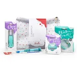 Curaprox Babygeschenkset, türkis mit Beissring, Nuggi, Nuggihalter und eine ultraweiche Babyzahnbürste