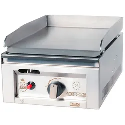 Romux® Gas Grillplatte aus Edelstahl 30 cm Tischgerät mit 4 mm glatter Grillfläche für schnelles Aufheizen mit Thermoelement CE