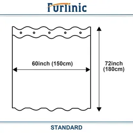 Furlinic Duschvorhang 150 x 180 cm grau