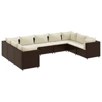 vidaXL 9-tlg. Garten-Lounge-Set mit Kissen Braun Poly Rattan