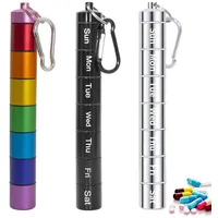 Treadstar Tablettenbox 7 Tage, Aluminium Pillenbox pillendose schlüsselanhänger Wasserdichte Medikamentenbox pillendose 7 tage pillenbox tablettenbox klein supplement box 3-teilig
