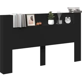 vidaXL Kopfteil mit Regal Schwarz 180 x 16,5 x 103,5 cm Holzwerkstoff