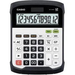 Casio Wasser- und Staubgeschützer Tisch- rechner, 12-stellig, weiß/schwarz,