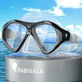 Rabigala Taucherbrille Erwachsene, Verstellbares Silikonband Schnorchelmaske, Anti-Leck & Anti-Nebel Taucherbrille Erwachsene aus Gehärtetem Glas für Schnorcheln, Schwimmen und Tauchen