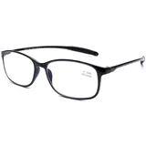 DOOViC Lesebrille 1,0 mit Blaulichtfilter Schwarz/Rechteckig TR90 Rahmen Anti Rutsch Leicht Computer Brille mit Stärke für Damen/Herren - 1.0