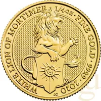The Royal Mint 1/4 Unze Goldmünze Queens Beasts White