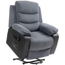 Homcom Fernsehsessel mit Aufstehhilfe Kunstleder 96 x 108 x 96 cm Silber elektrisch