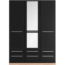 Priess Kleiderschrank PRIESS "Schrank Garderobe Wäscheschrank Barcelona in 5 Breiten", braun (eichefarben artisan, schwarz), B:140cm H:193cm T:54cm, Holzwerkstoff, Schränke, Kleiderschrank, viel Stauraum, geräumige Schubkästen, mit Spiegel, MADE IN GERMANY
