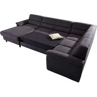 Wohnlandschaft SIT & MORE "Top Ascara U-Form", grau (anthrazit), B:312cm H:85cm T:204cm, NaturLeder in Sitz und Rücken, Korpus ist mit passendem Kunstleder bezogen.;Luxus-Microfaser (100% Polyester), Sofas, Wohnlandschaft, inklusive Boxspring/Federkern-Polsterung, wahlweise mit Bettfunktion