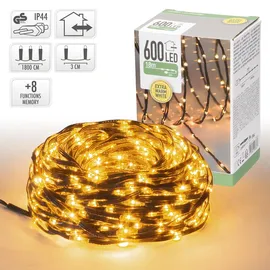 ECD Germany LED Micro Cluster Lichterkette 600 LEDs Extra Warmweiß, 8 Modi, Ip44 strombetrieben, Weihnachtsbeleuchtung Innen/außen, Cluster