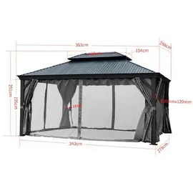 Jet-Line Pavillon DAMASKUS 3x3,65 m mit festem Metalldach Pergola