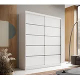 MOEBLO Schiebetürenschrank SIENNA 180 (6 Fächer & Kleiderstange, platzsparend mit Schiebetüren, modernes Design, Schwebetürenschrank 2-türig Schrank Garderobe Schiebtüren Schlafzimmer) (BxHxT): 180x215x58 cm weiß